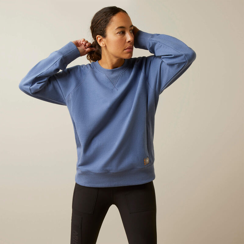 Rebar Workman Washed Fleece Sweatshirt-BJOU BLUE HEATHER