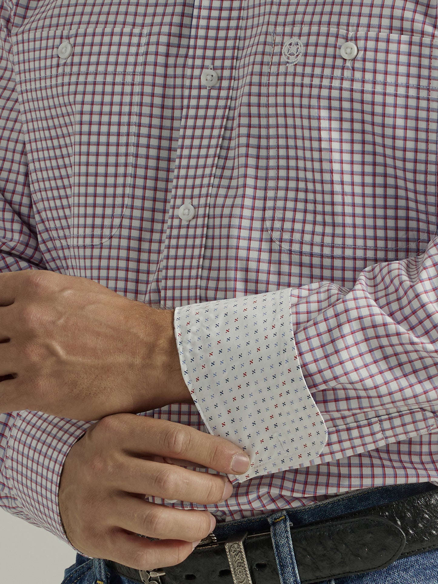 George Strait® Long Sleeve Button Down Two Pocket Plaid Shirt