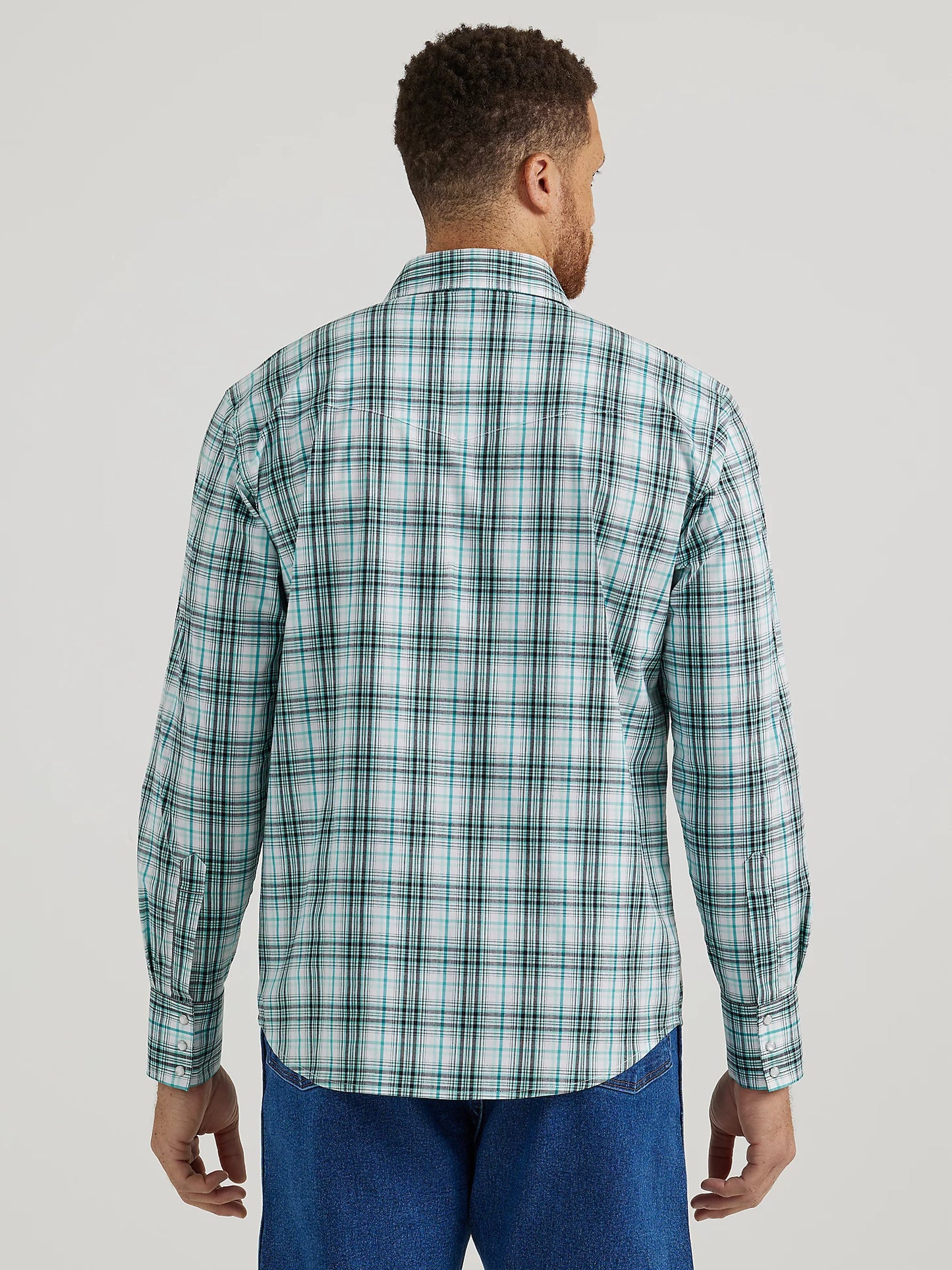 Men's Wrinkle Resist Long Sleeve Western Snap- Turquoise