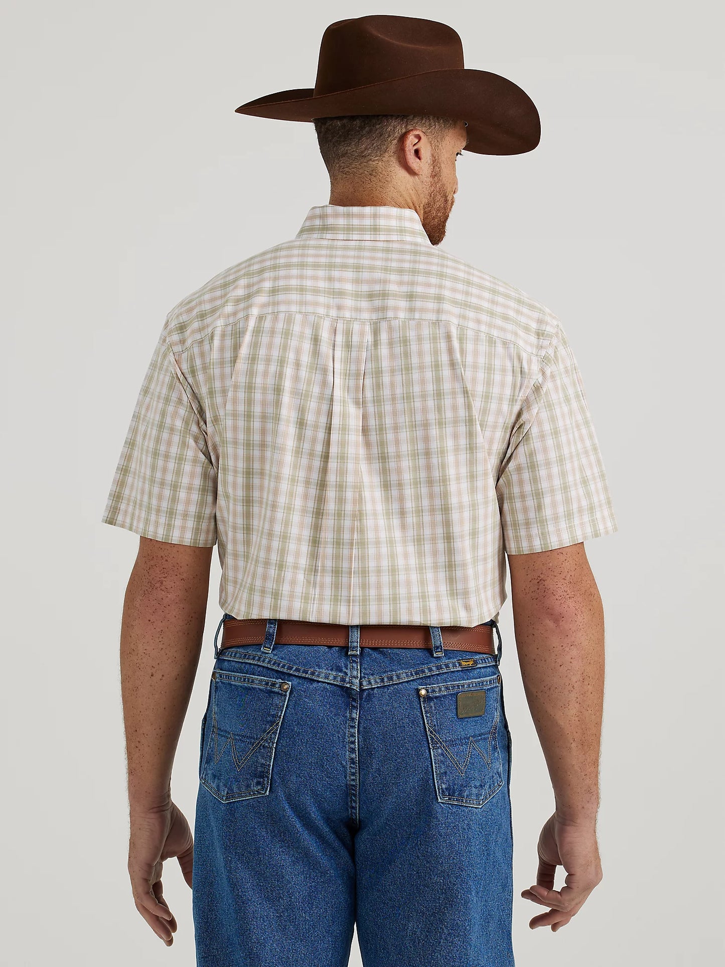 George Strait Short Sleeve Button Down Shirt -Grassy Plaid