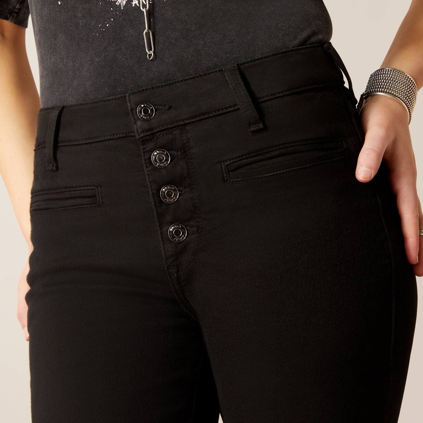 Womens HighRise Jazmine Kick Flare- Black