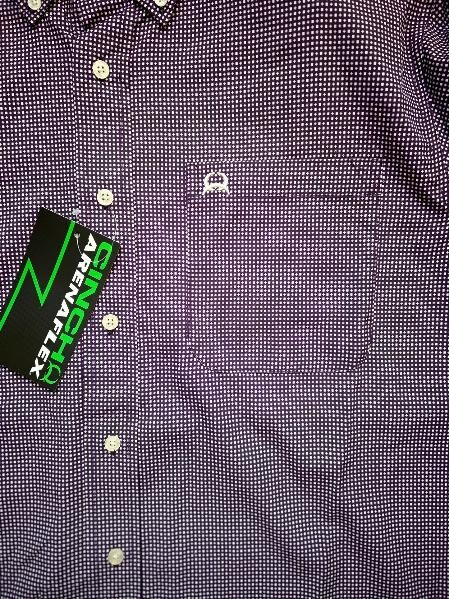 Mens Cinch SS Button Up- Purple Print