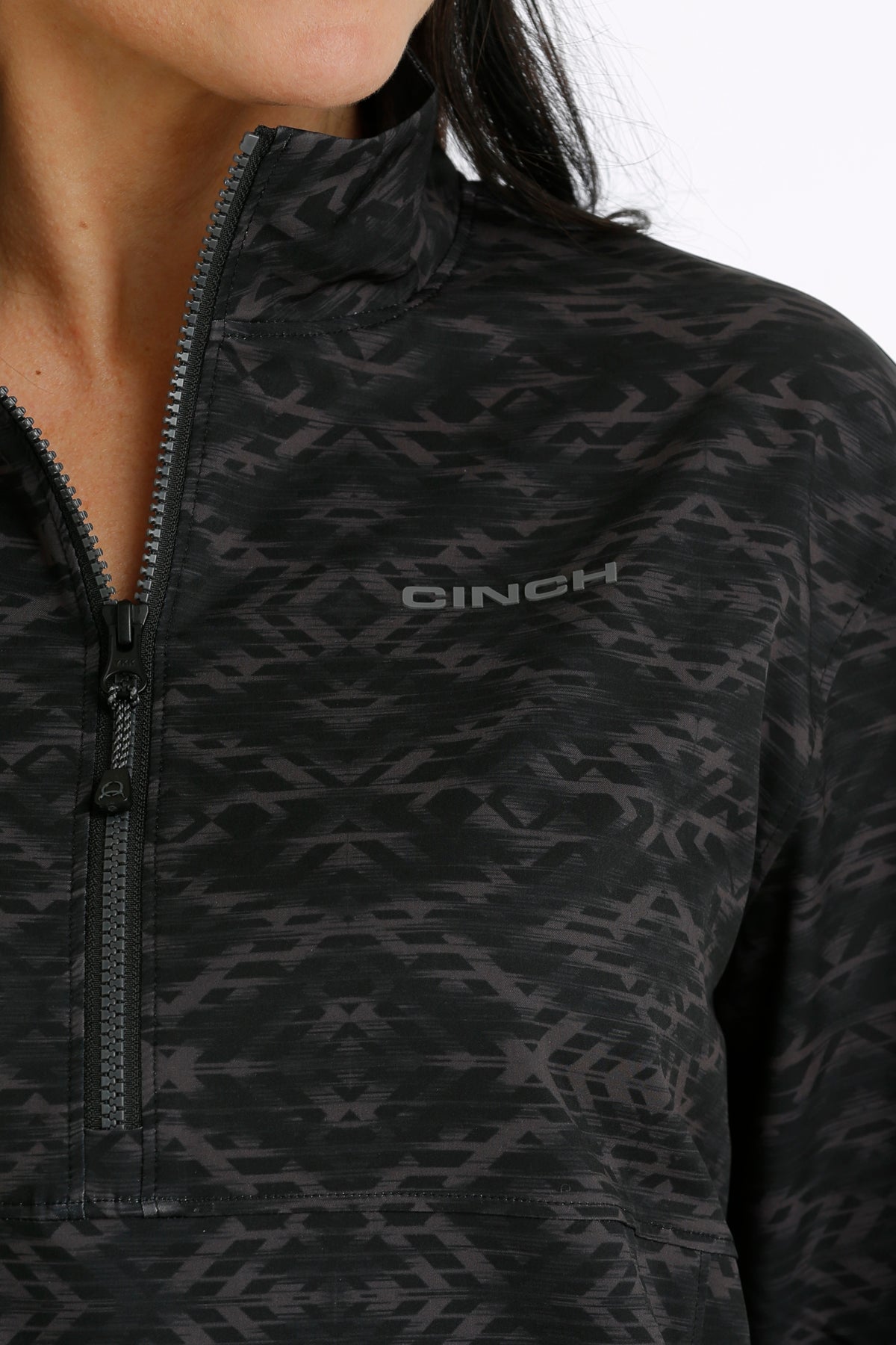 Womens Black Aztec Cinch 1/4 zip