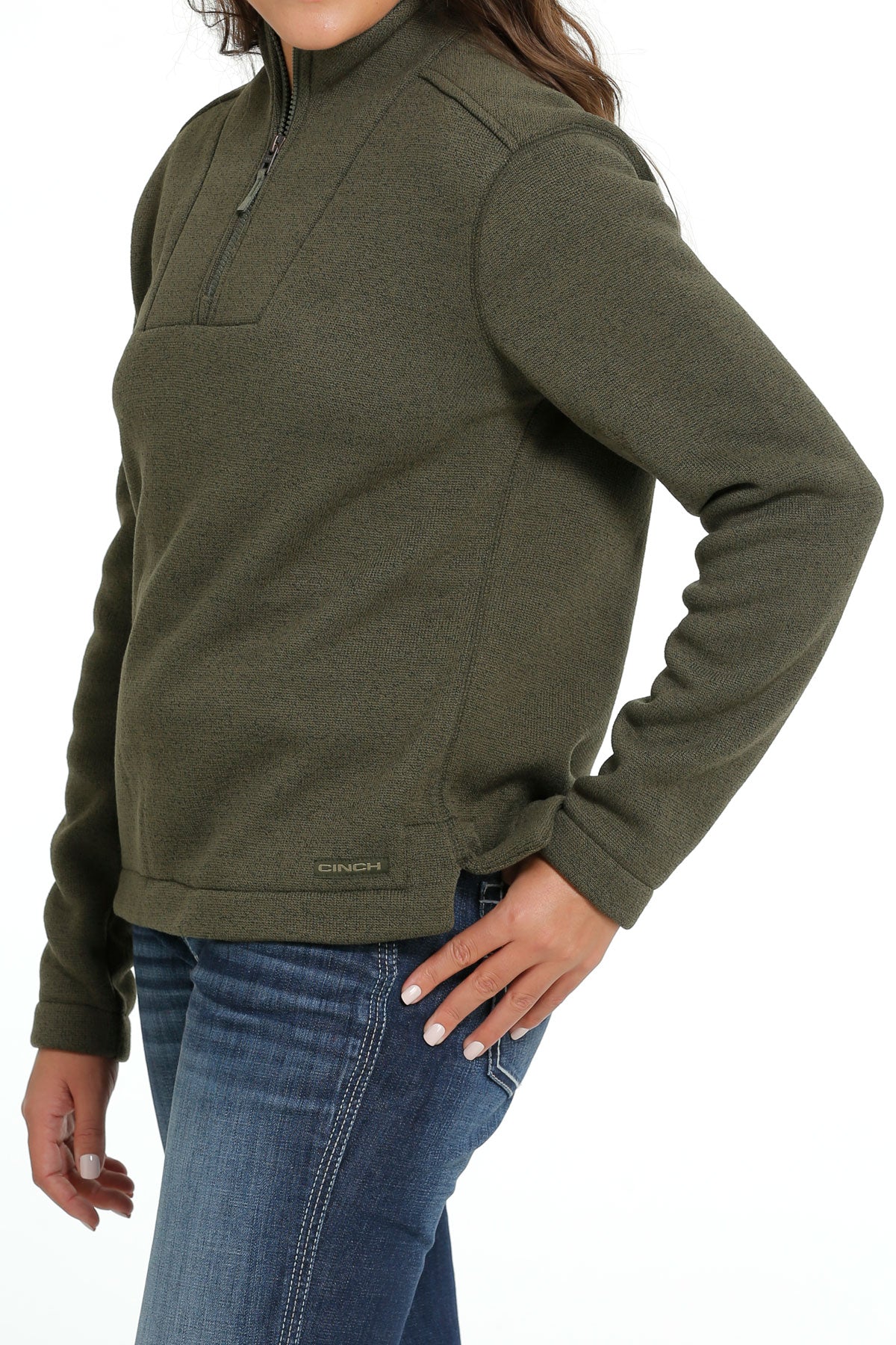 Cinch 1/4 zip sweater- Olive