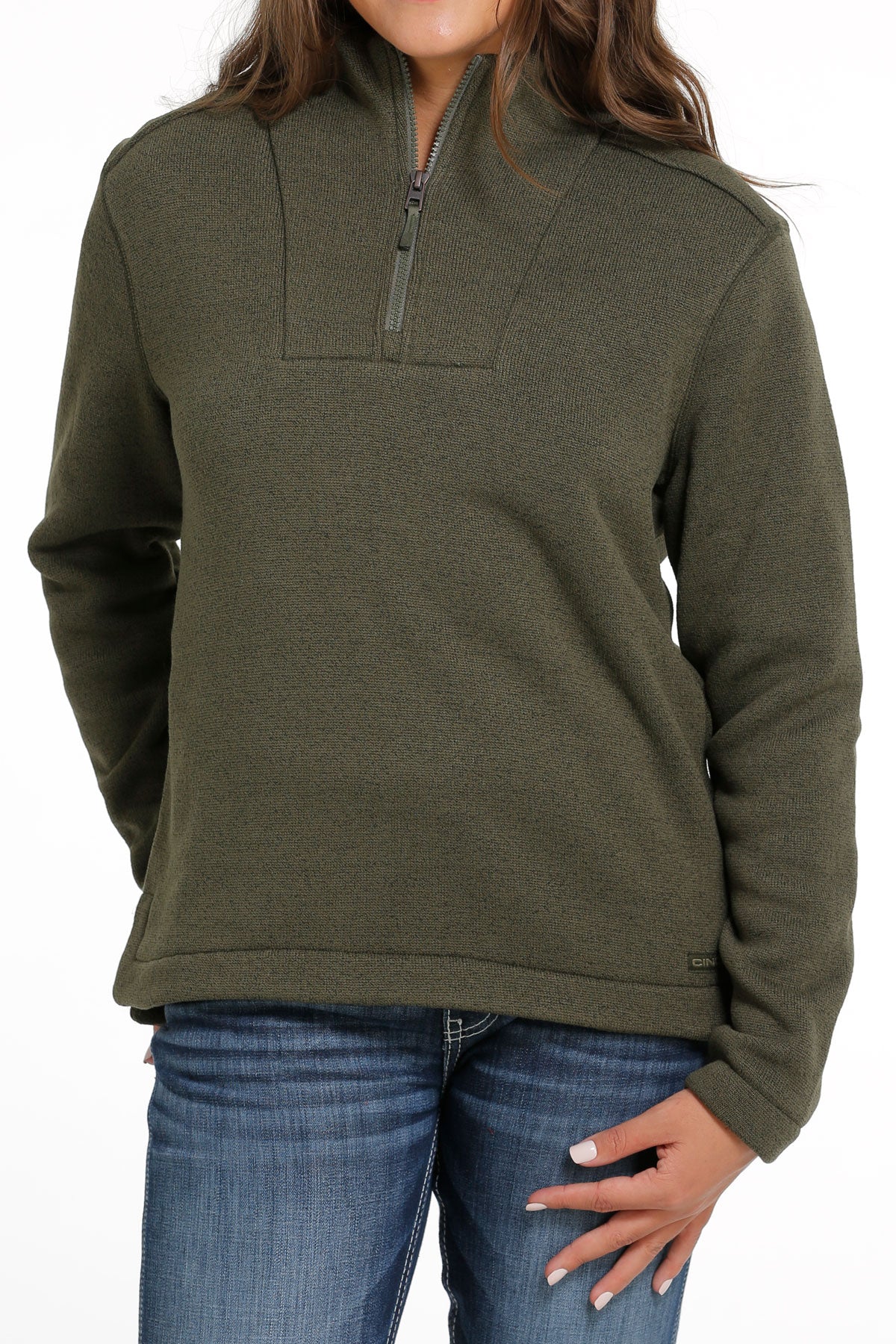 Cinch 1/4 zip sweater- Olive