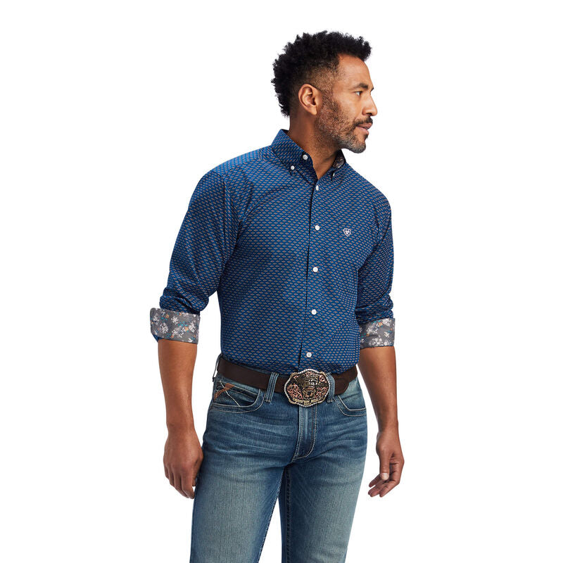 Wrinkle Free Sterling Fitted Shirt- Poseidon – Farmers and