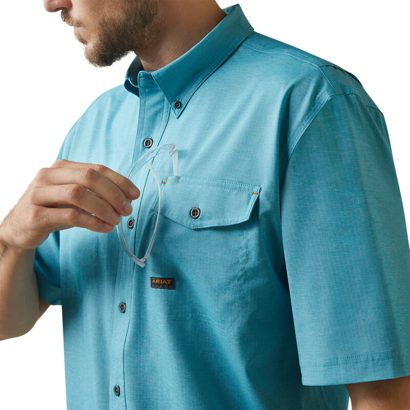 Rebar Made Tough VentTEK DuraStretch Work Shirt-CARIBBEAN SEA HEATHER