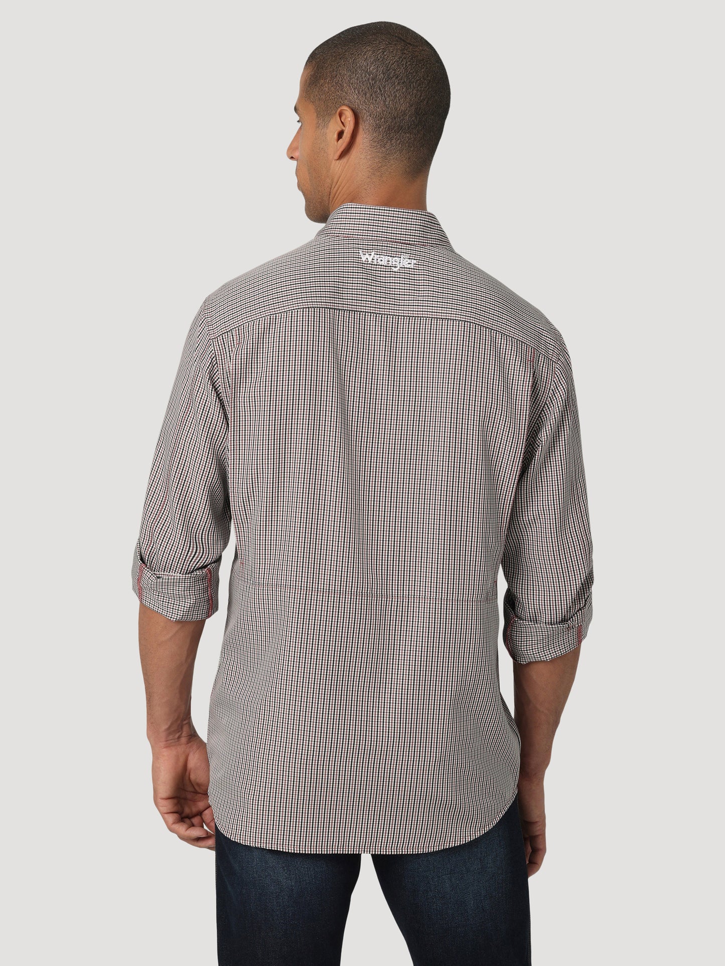 Mens Wrangler Performance Button Up- Red Check