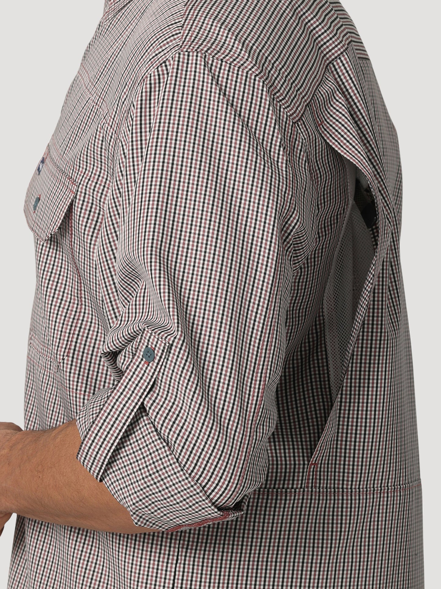 Mens Wrangler Performance Button Up- Red Check