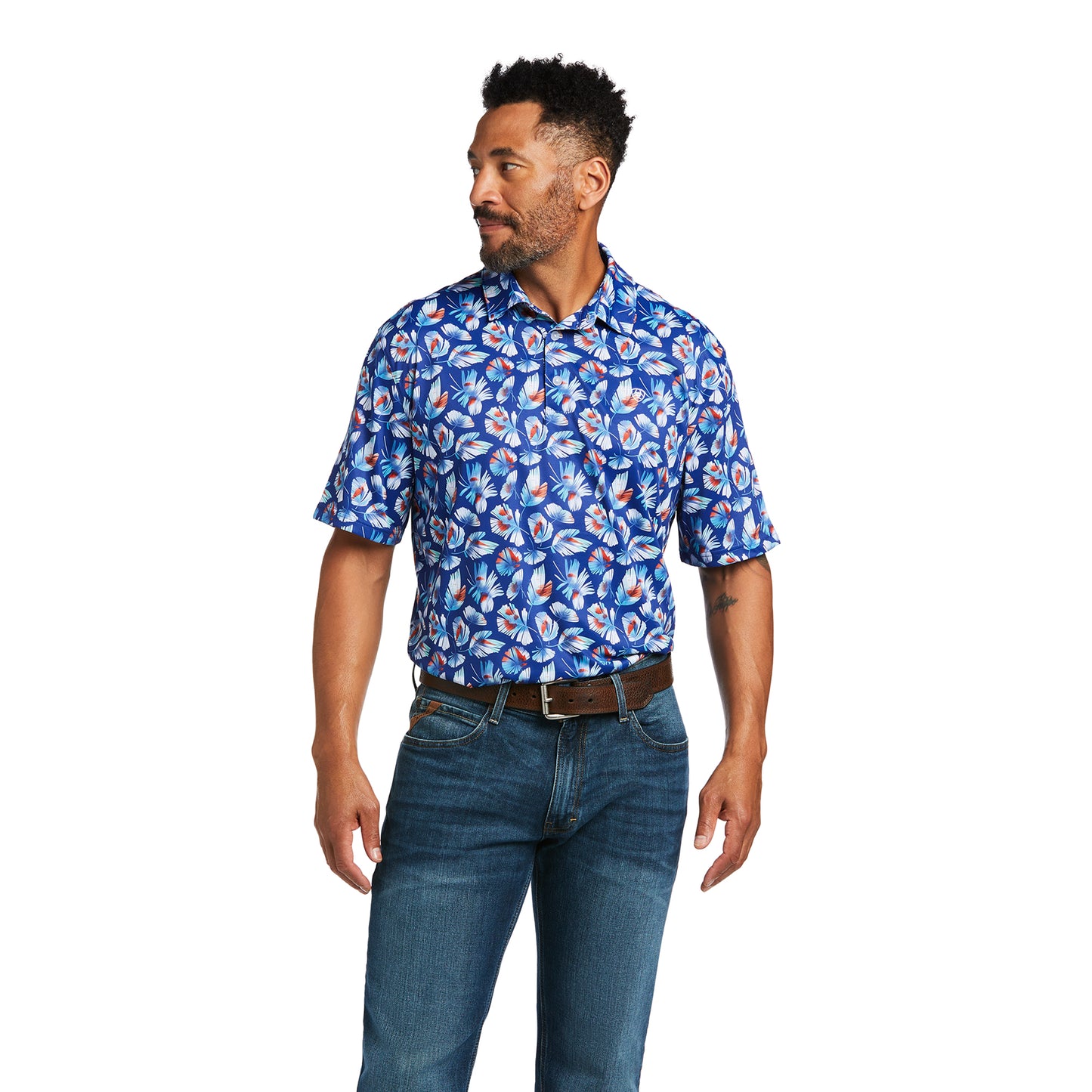 Mens TEK Polo- Blue Feather