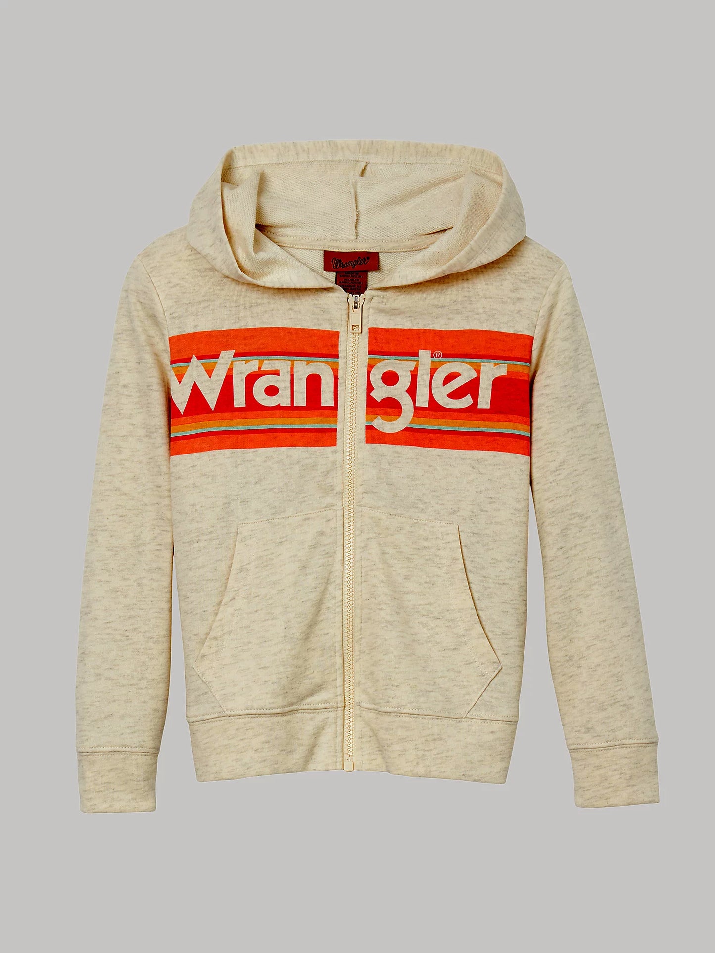 Girl's Wrangler Block Logo Zip Front Hoodie in Block Heather