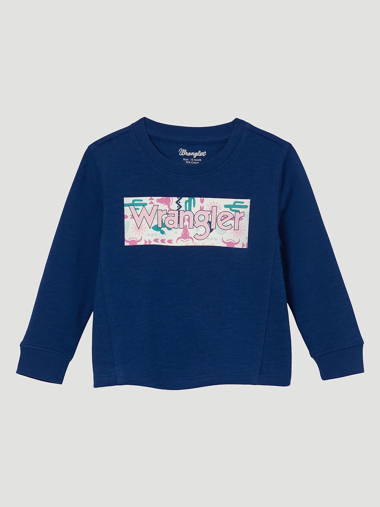 Little Girl's Block Logo Sweatshirt in Navy