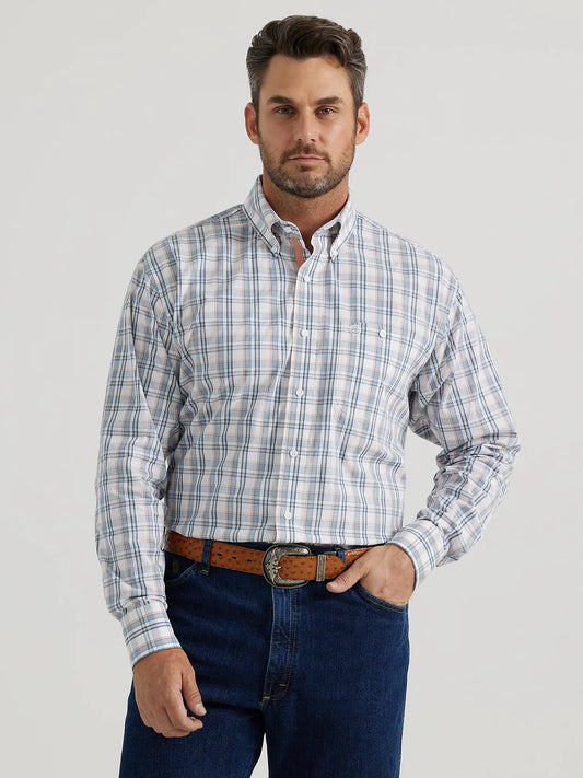 George Strait™ Long Sleeve Button Down- Steel Plaid