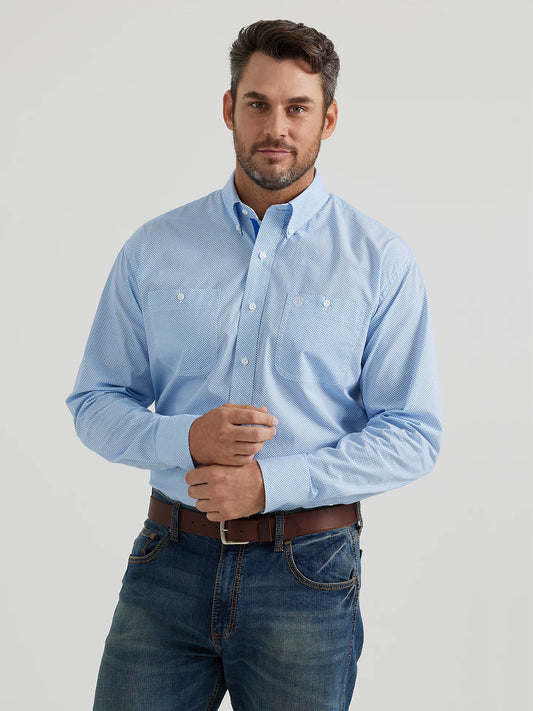 George Strait™ Long Sleeve Button Down-Marine Squares