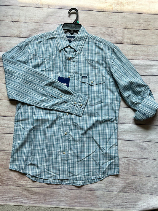 Wrangler classic fit fit ls- Teal Plaid