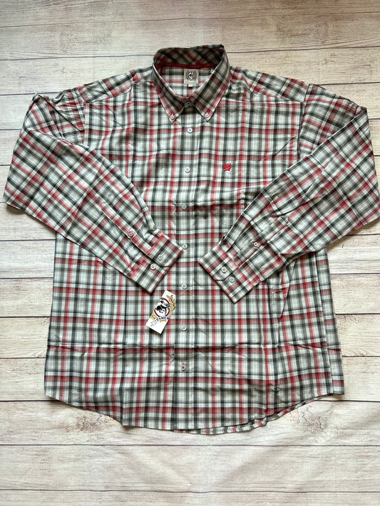 Mens Cinch LS Button Up- Red/Black Plaid