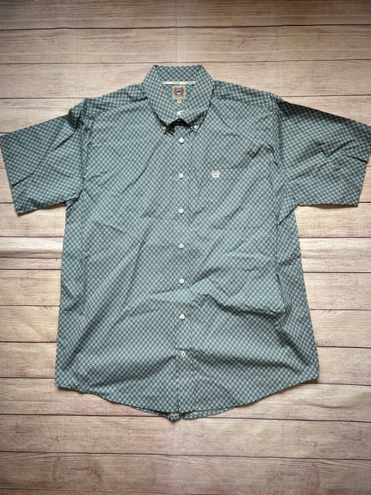 Mens Cinch SS Button Up- Blue Burst