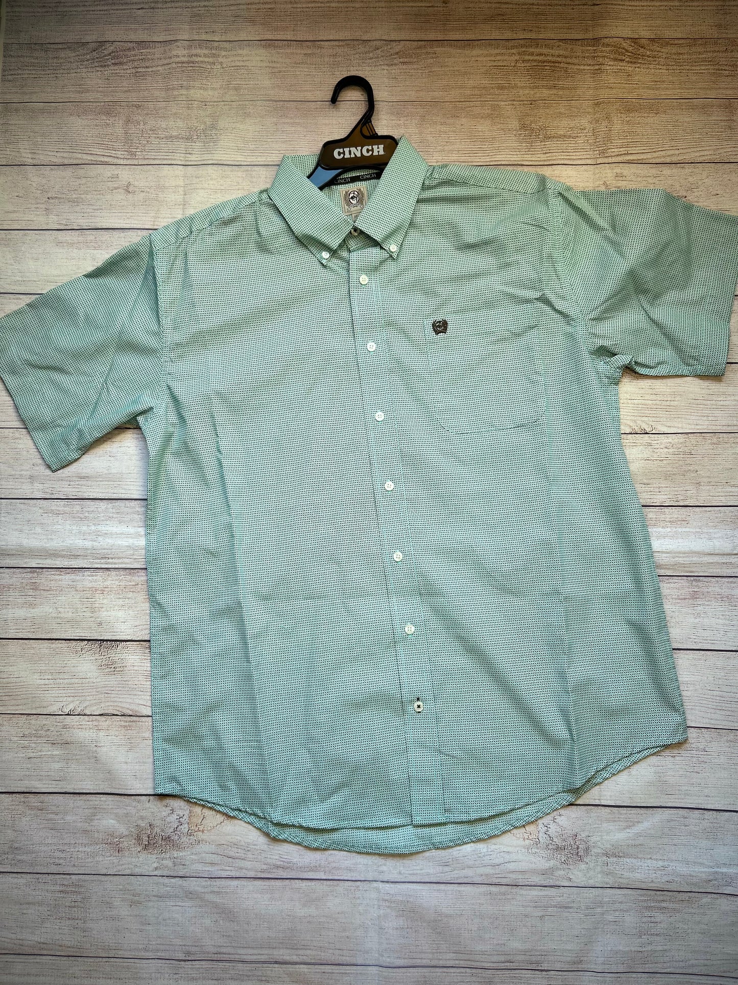 Mens Cinch SS Button Up- Blue/Brown