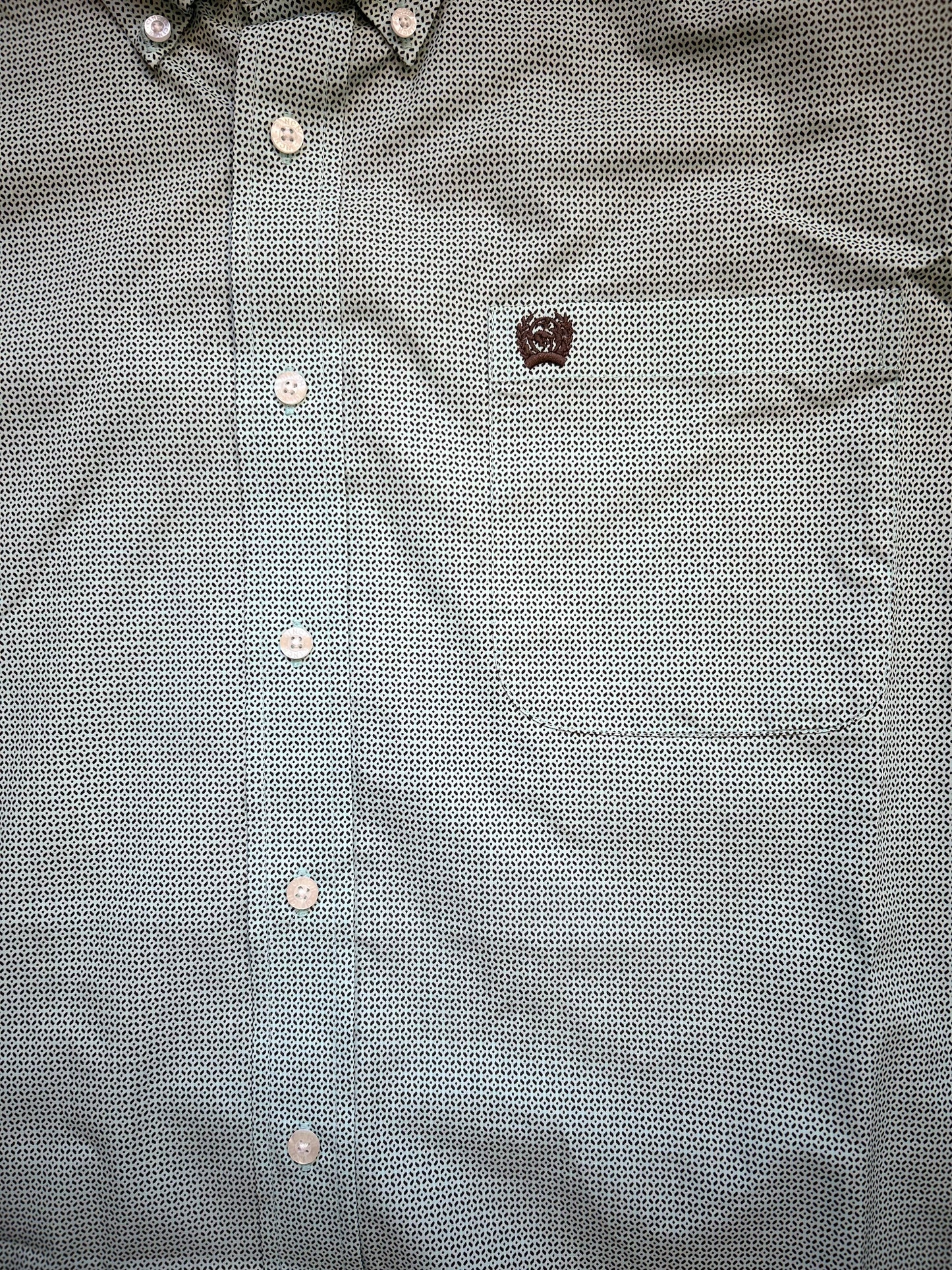 Mens Cinch SS Button Up- Blue/Brown