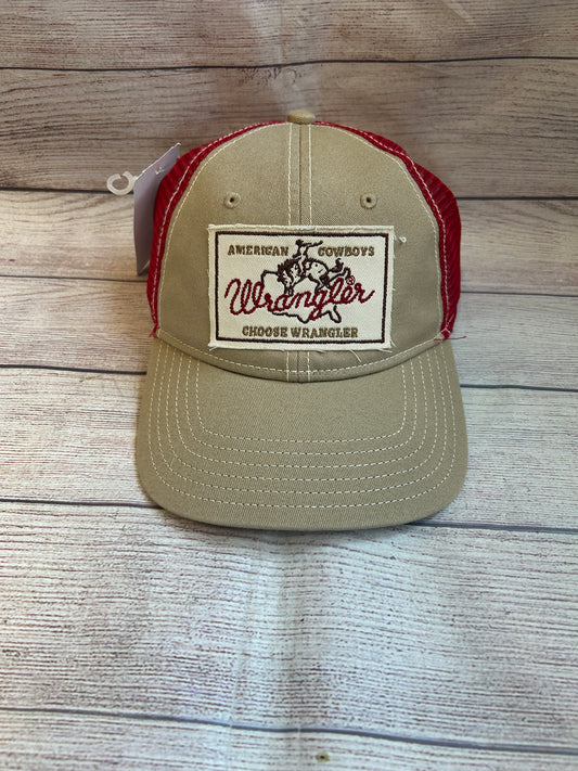 Wrangler ball cap- tan/red