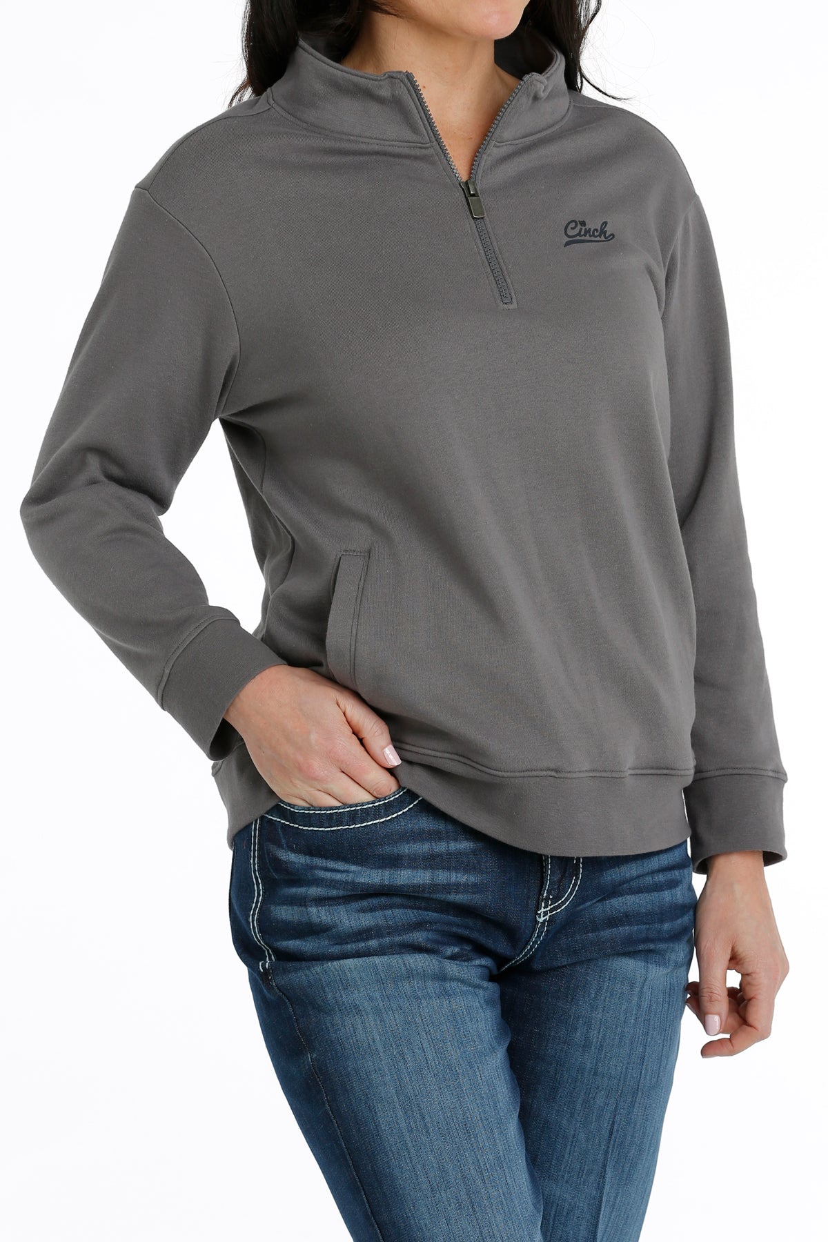 Womens grey Cinch 1/4 zip pullover