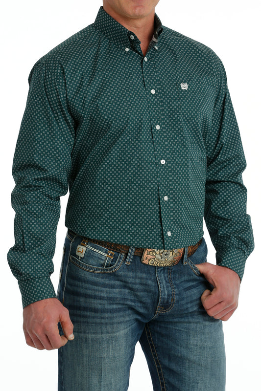 Mens Cinch Button up- Forest Print