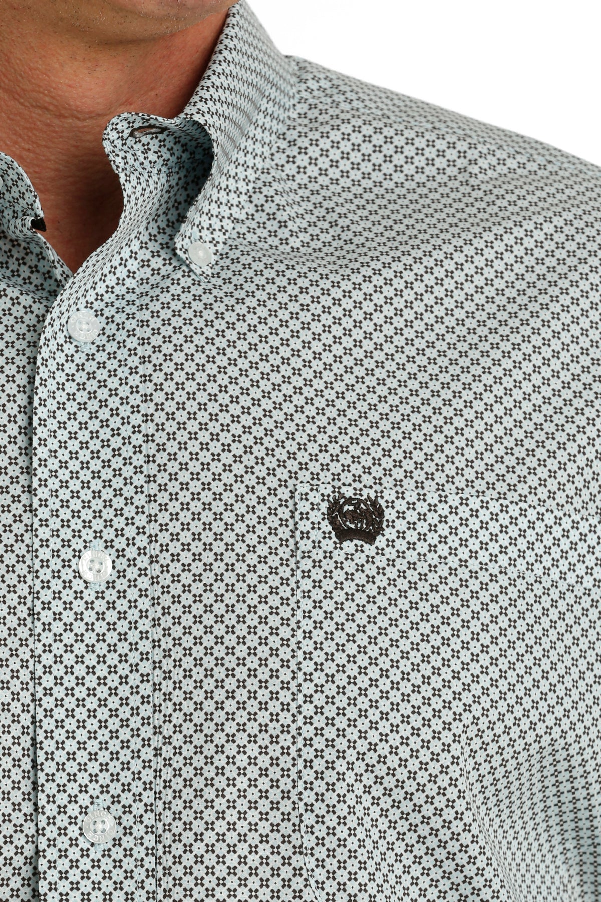 Cinch LS Print Button Up - Light Blue