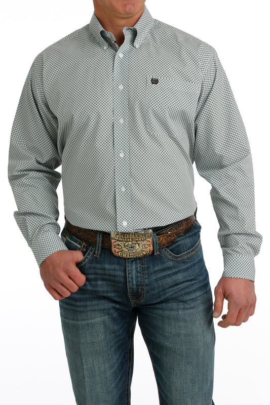 Cinch LS Print Button Up - Light Blue