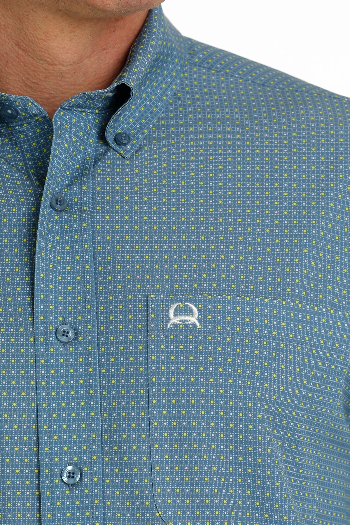 Cinch SS ArenaFlex Button-Up- Blue/Yellow