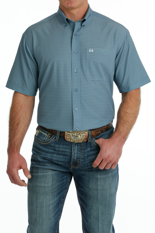 Cinch SS ArenaFlex Button-Up- Blue/Yellow