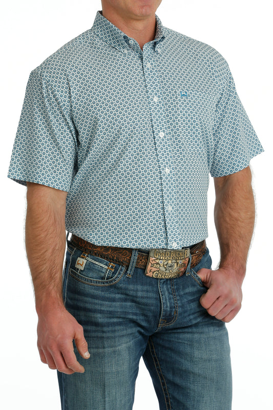 Cinch SS ArenaFlex Button-Up- White/Blue Burst