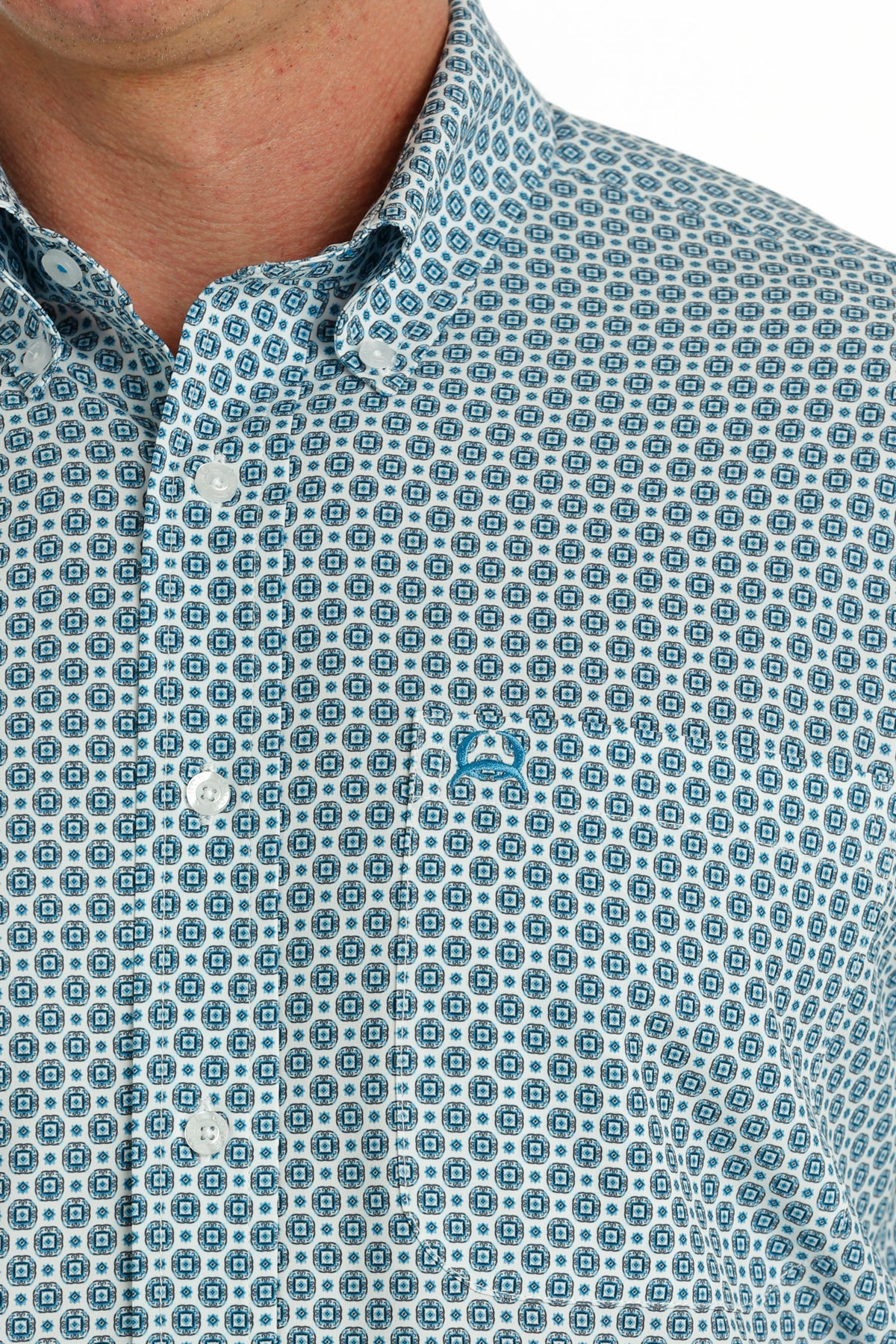 Cinch SS ArenaFlex Button-Up- White/Blue Burst