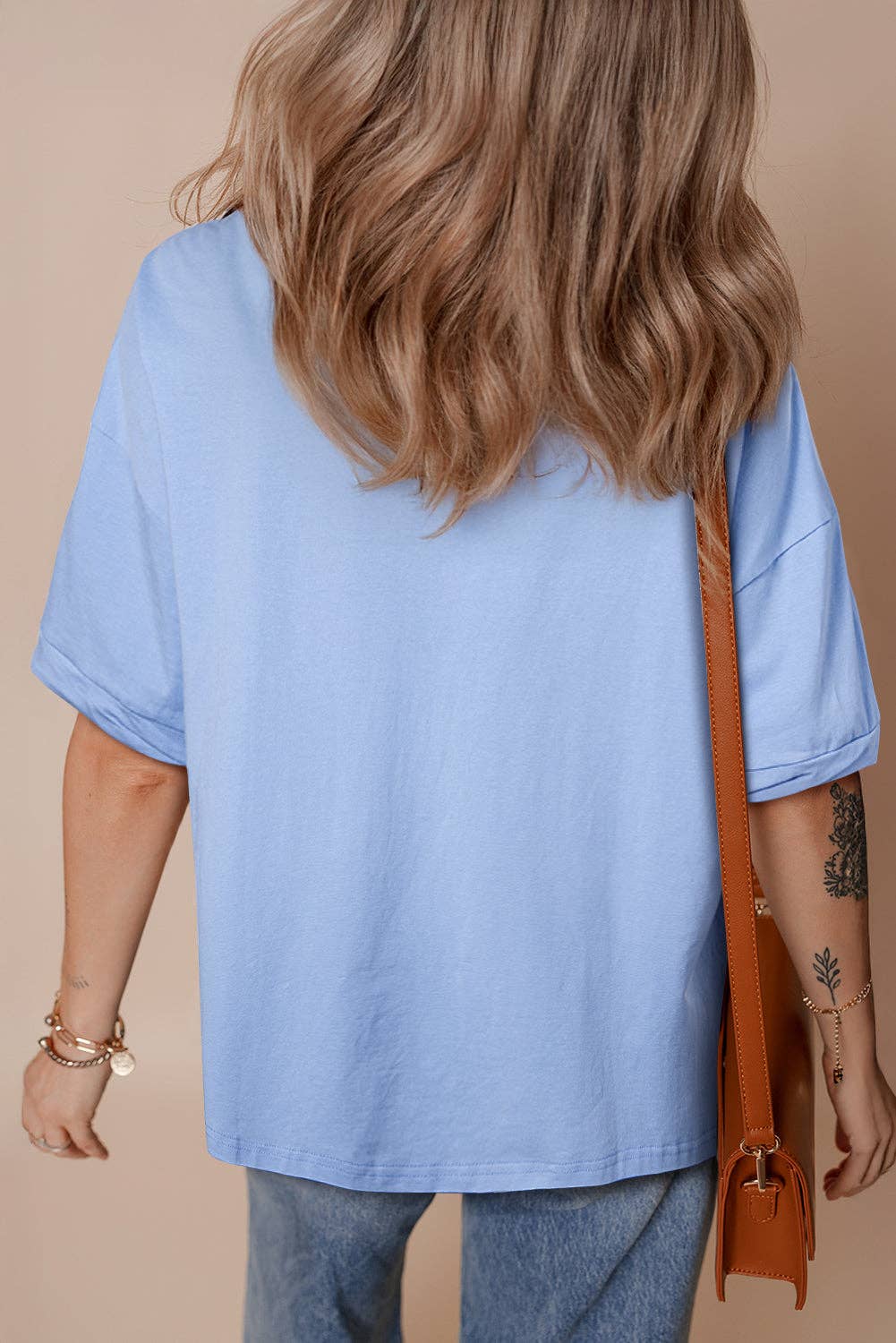 Loose Half Sleeve Hi Low Hem T Shirt
