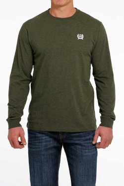 Men's Cinch Authentic Long Sleeve Tee - Heather Olive