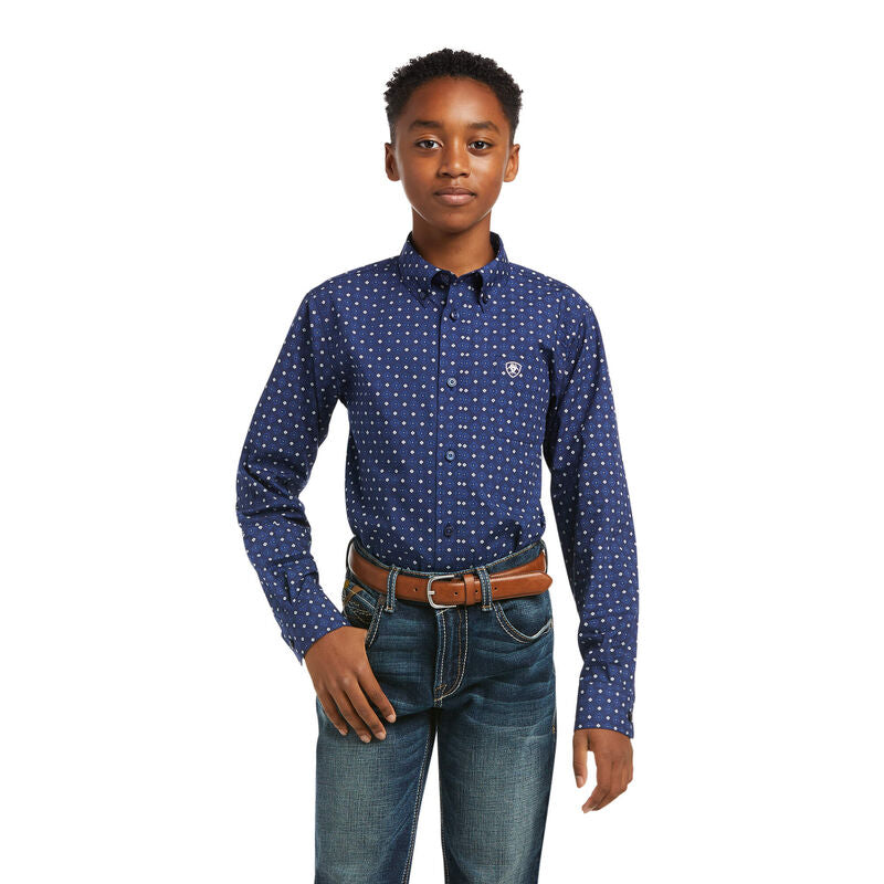 Boy's Classic Long Sleeve Button Up - Maritime Blue