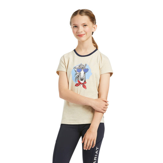 Girls Ariat Fabulous Tee- Oatmeal Heather