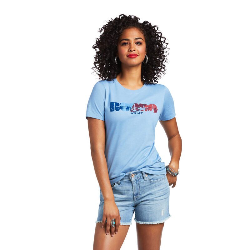 Womens Ariat Rodeo Tee- Blue Heather