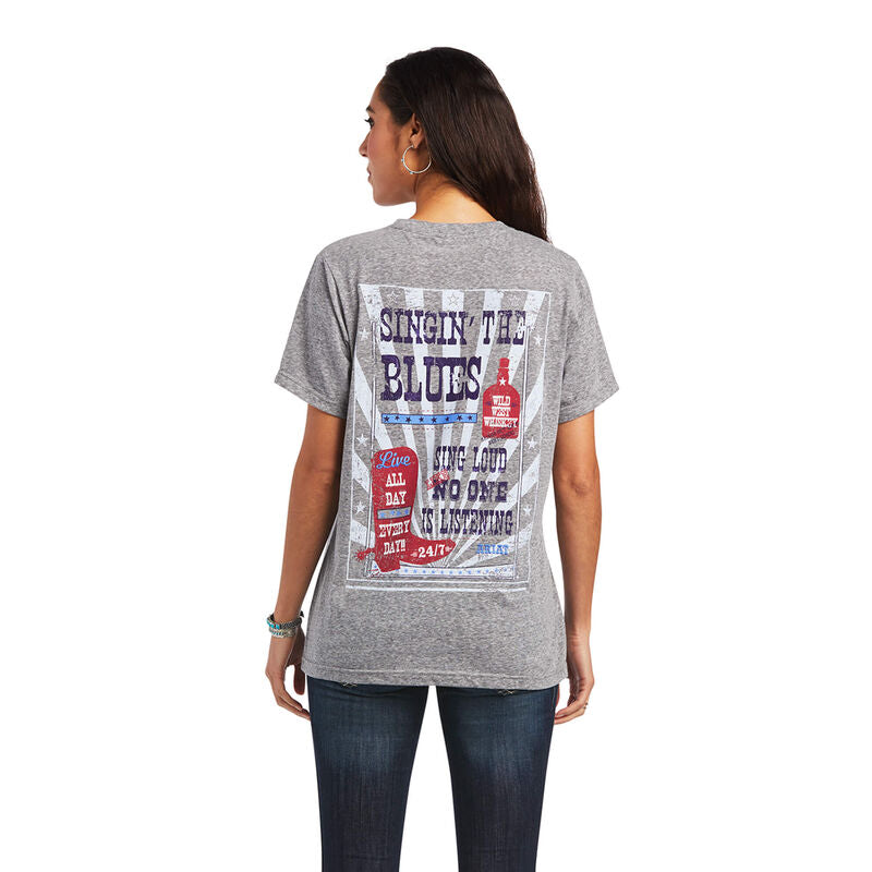 Ariat Singing The Blues Tee- Charcoal Grey