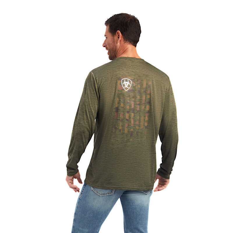 Charger Camo Flag T-Shirt-BRINE OLIVE HEATHER