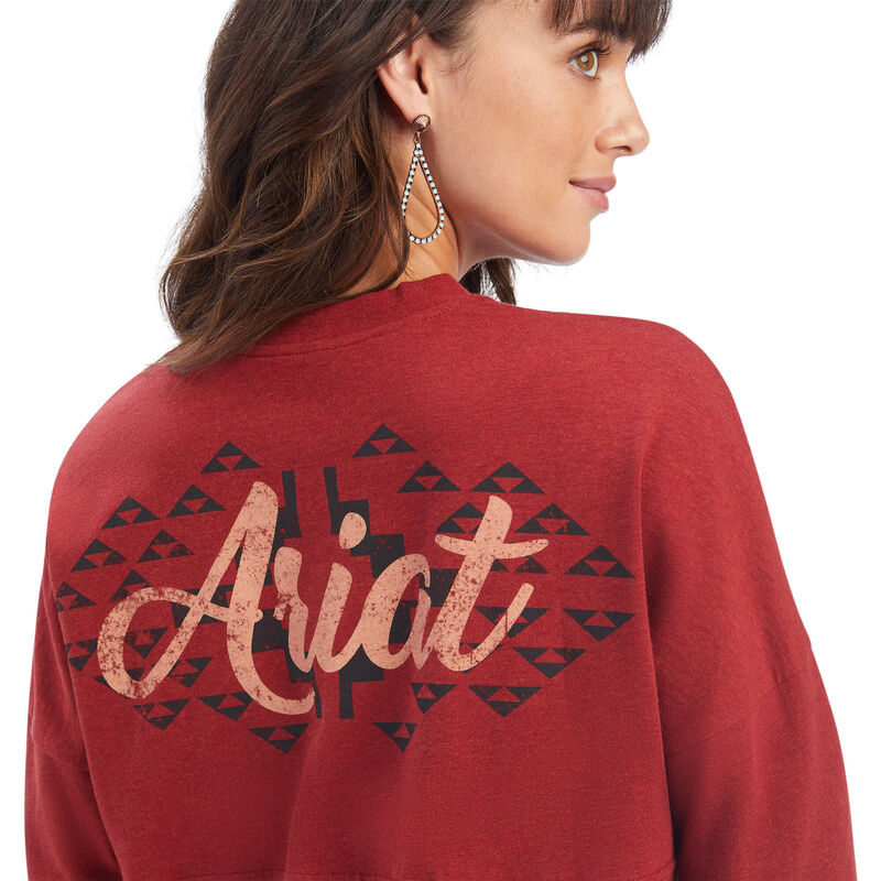 REAL Oversized Graphic Shirt-ROUGE RED HEATHER