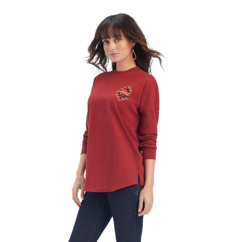 REAL Oversized Graphic Shirt-ROUGE RED HEATHER