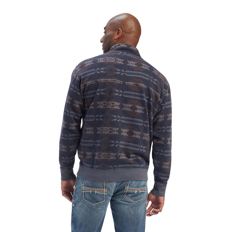 Printed Overdyed Washed Sweater-MARITIME BLUE SOUTHWEST