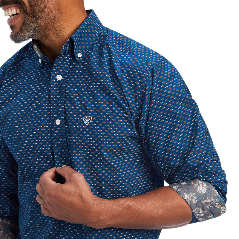 Wrinkle Free Sterling Fitted Shirt- Poseidon