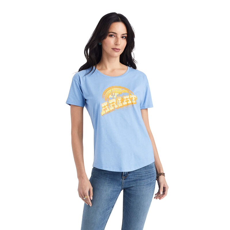 Ariat Sunset Arc Tee-OCEAN BLUE HEATHER