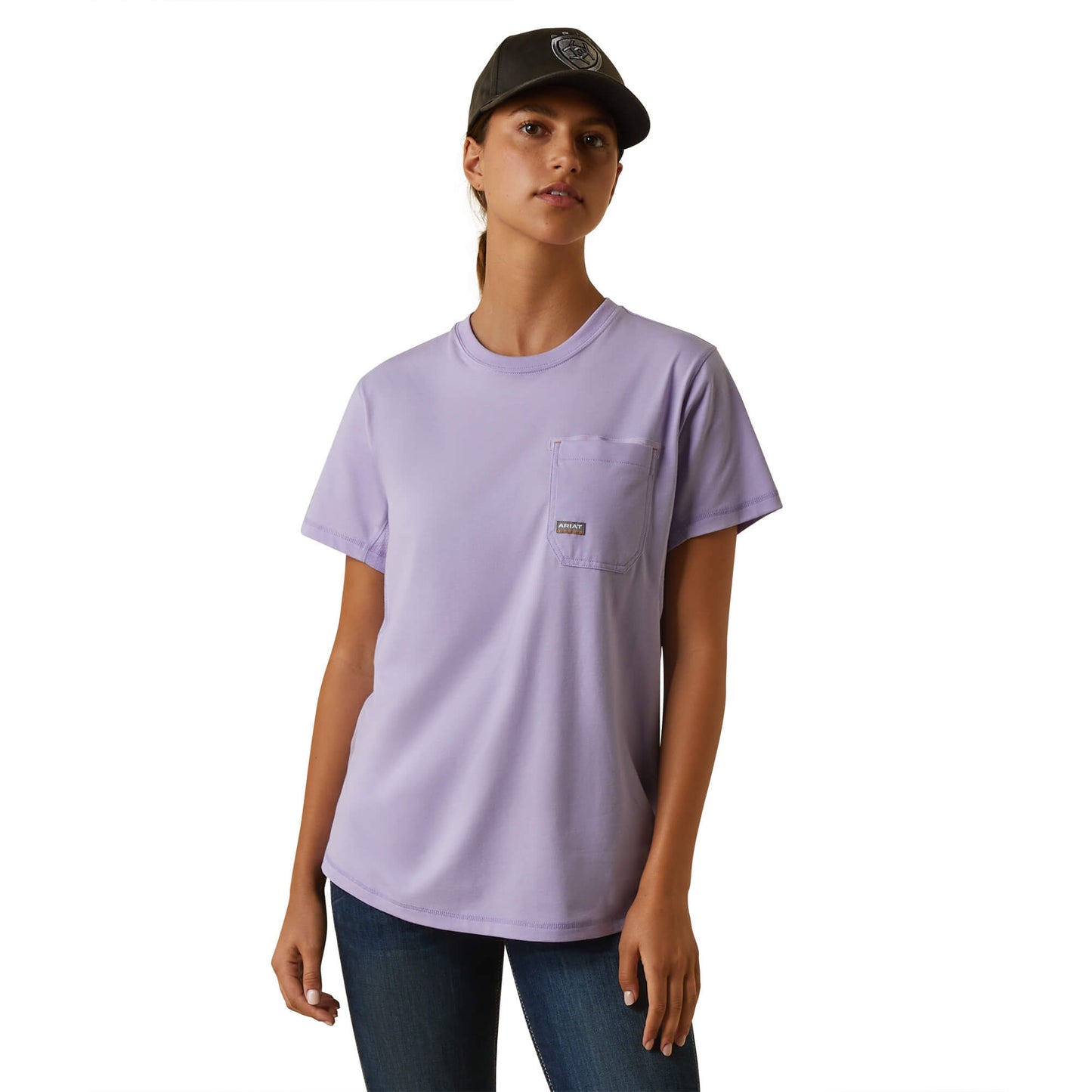 Rebar Workman Graphic Ariat Logo T-Shirt- Lavender