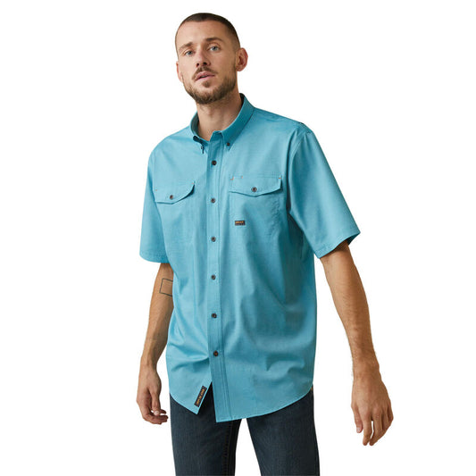 Rebar Made Tough VentTEK DuraStretch Work Shirt-CARIBBEAN SEA HEATHER