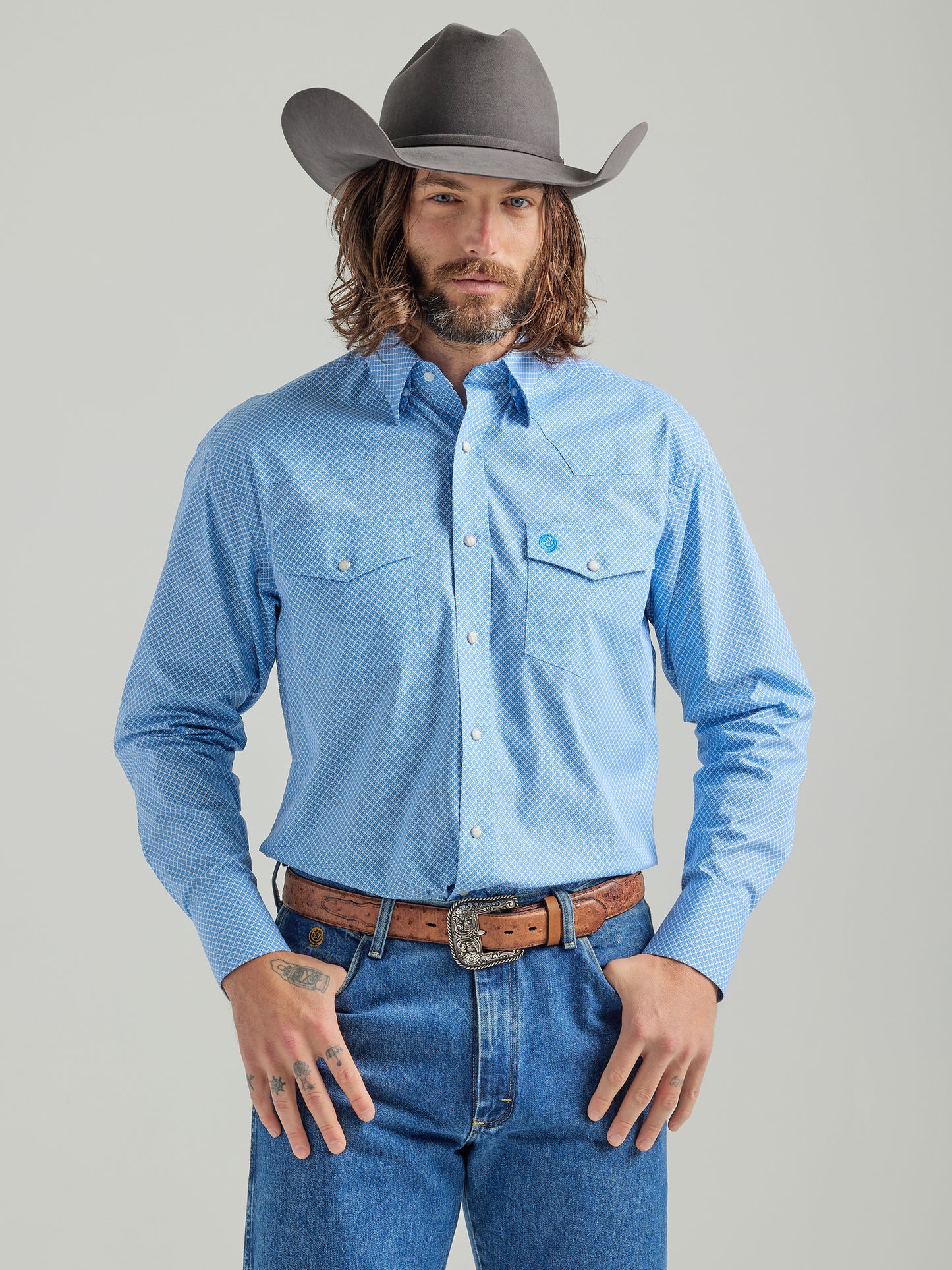 Men's George Strait® Troubadour Long Sleeve Western Snap- Baby Blue