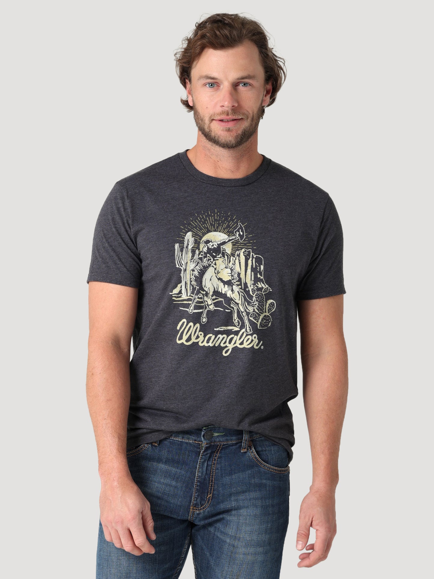 Men's Bronco Desert Graphic T-Shirt- Charcoal Heather