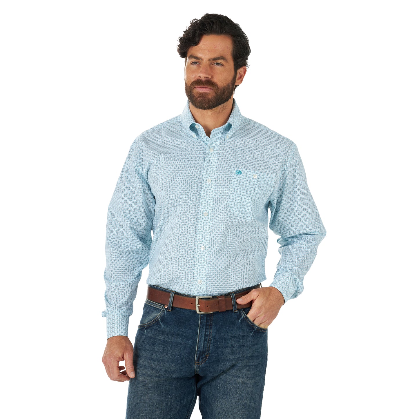 Wrangler Easy Care Button Up- Mint Star