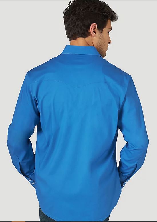 Wrangler Wrinkle Resist Snap- Blue